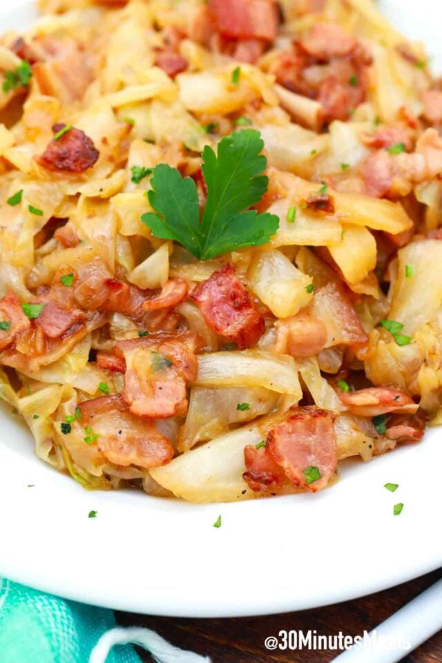 Fried Cabbage with Bacon - 30 minutes meals