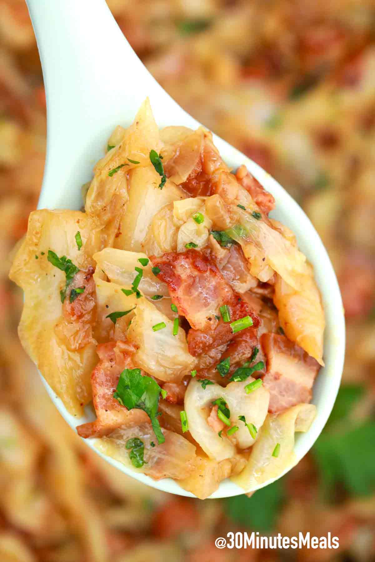 Fried Cabbage with Bacon - 30 minutes meals