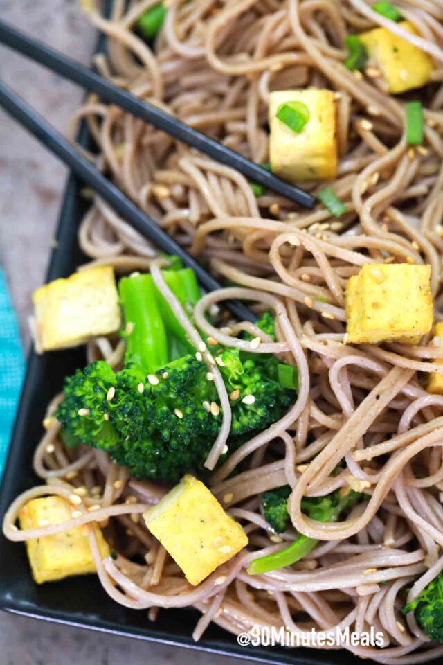 easy vegetarian sesame noodles with tofu