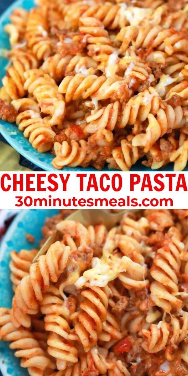 easy cheesy taco pasta pin