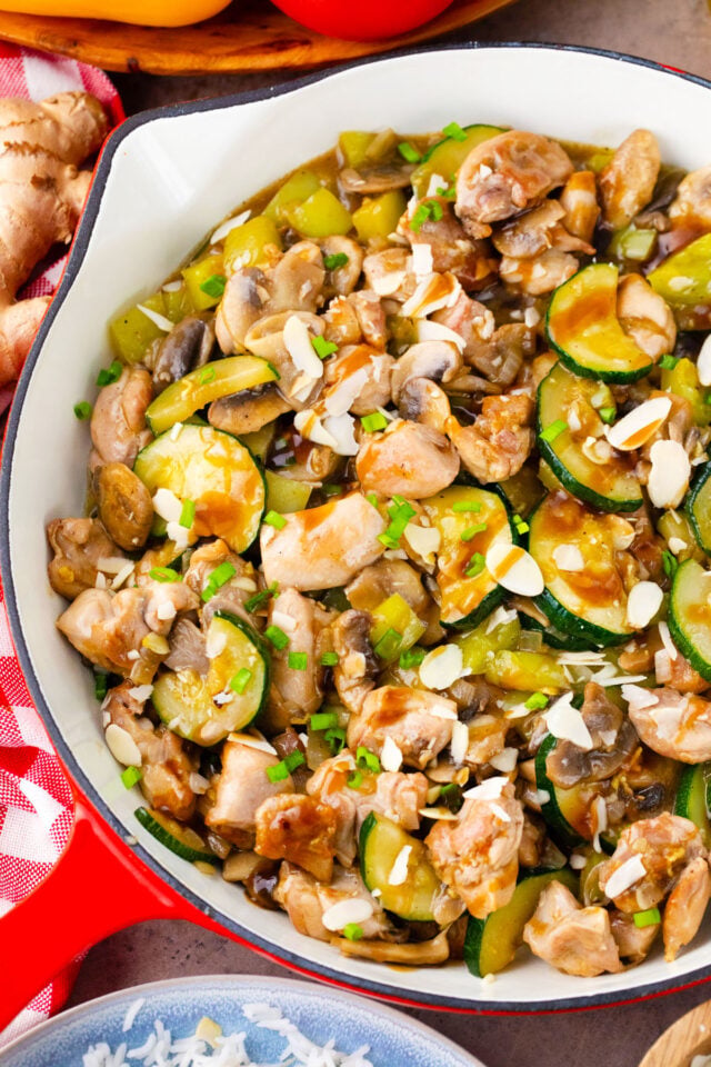Asian almond chicken with veggies.