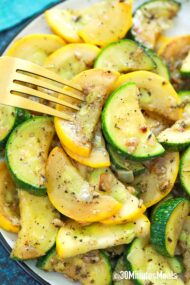 sautéed squash and zucchini on a serving plate