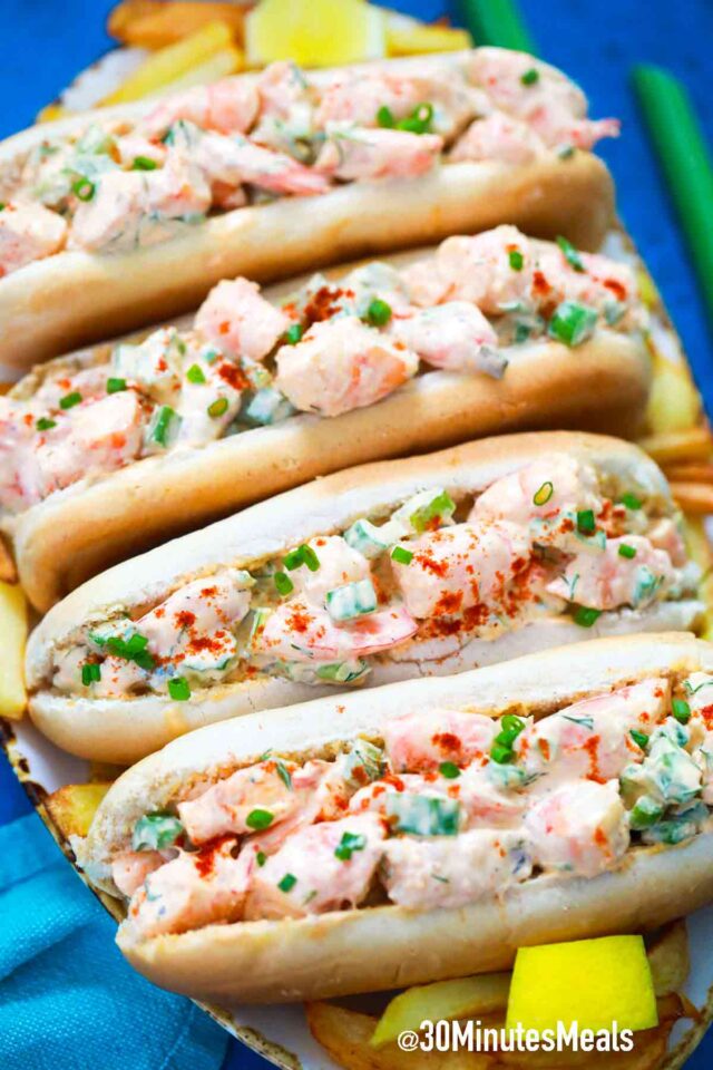 shrimp rolls on a serving plate