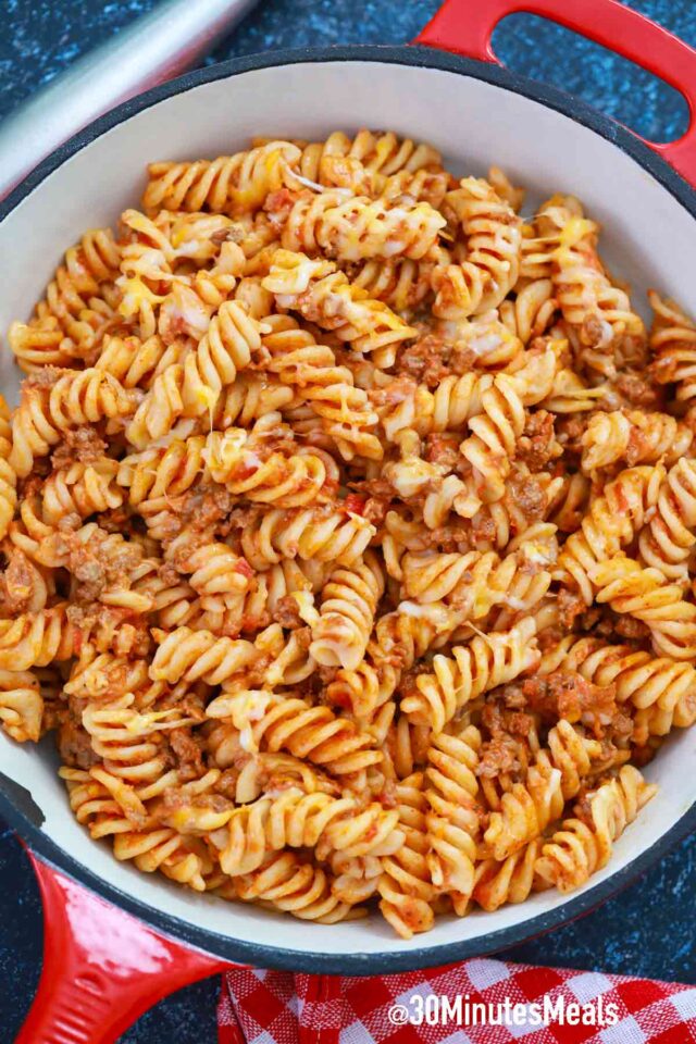 taco pasta in a skillet