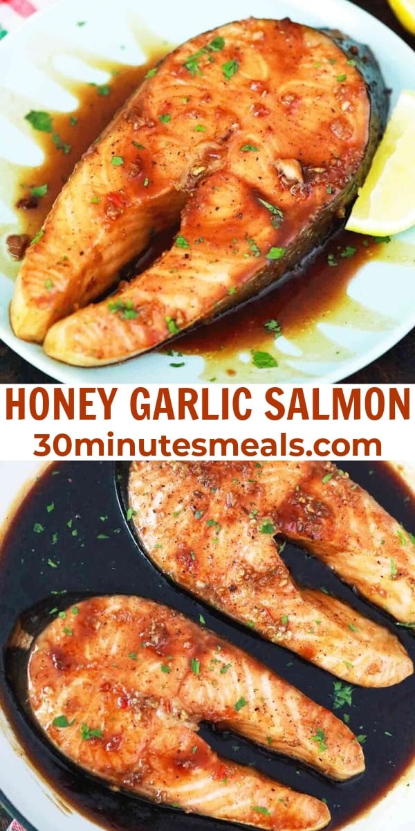 easy honey garlic salmon pin