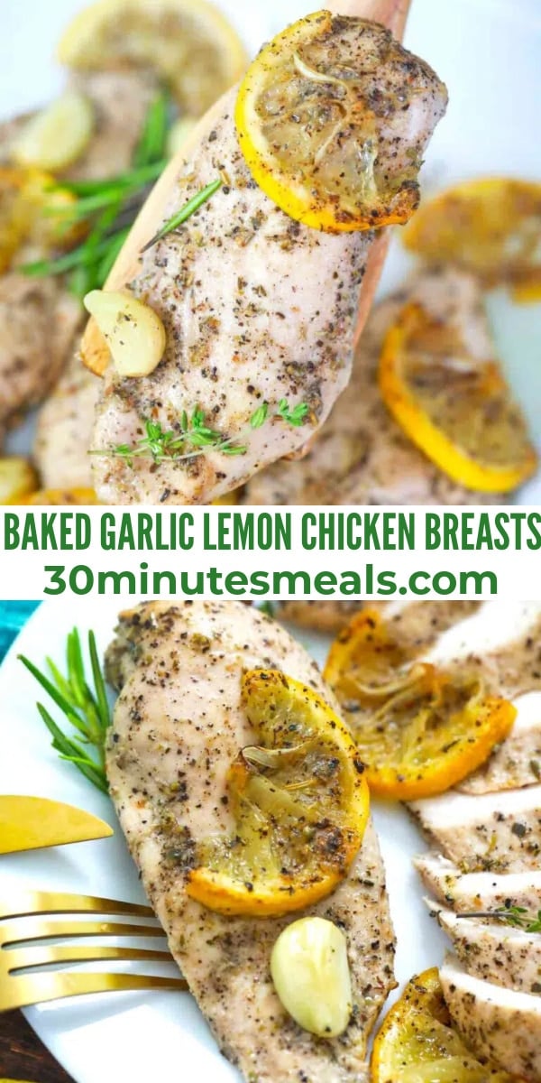 easy baked garlic lemon chicken breasts pin