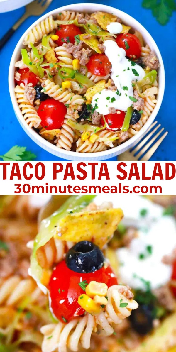 easy taco pasta salad pin