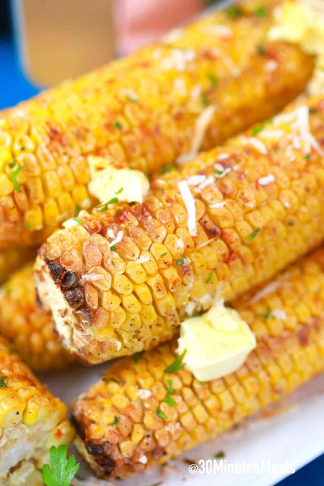 air fried corn on the cob with butter
