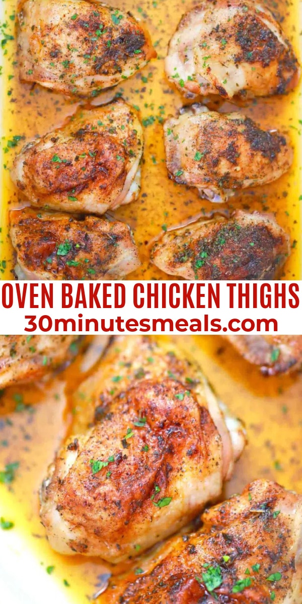 easy oven baked chicken thighs pin