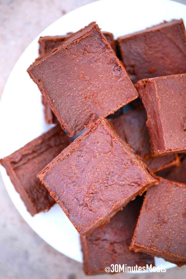 chocolate fudge on a plate