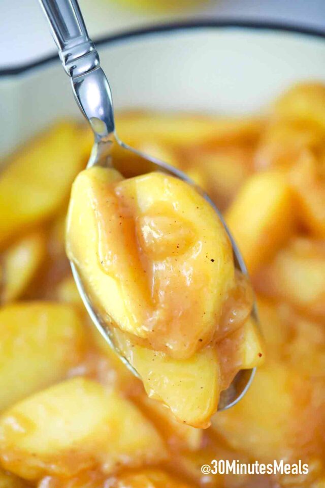 spoonful of fried apples