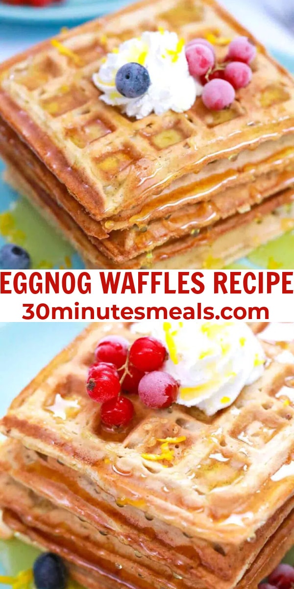 easy eggnog waffles pin
