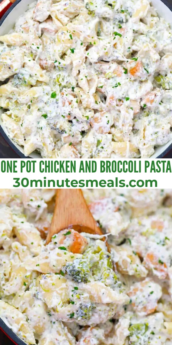 easy chicken and broccoli pasta pin