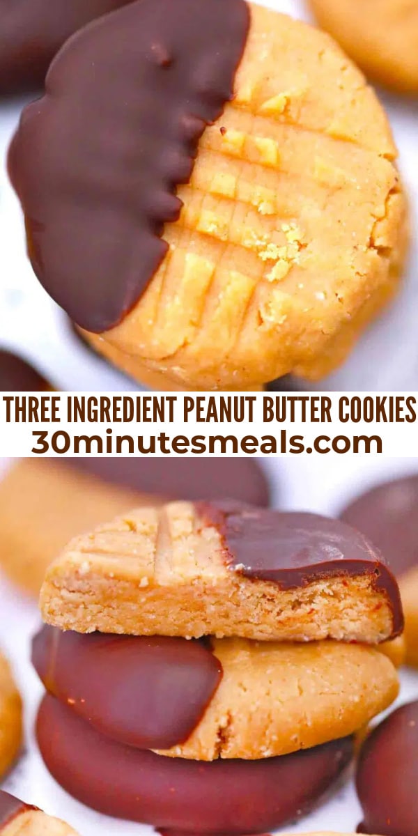 easy three ingredient peanut butter cookies pin