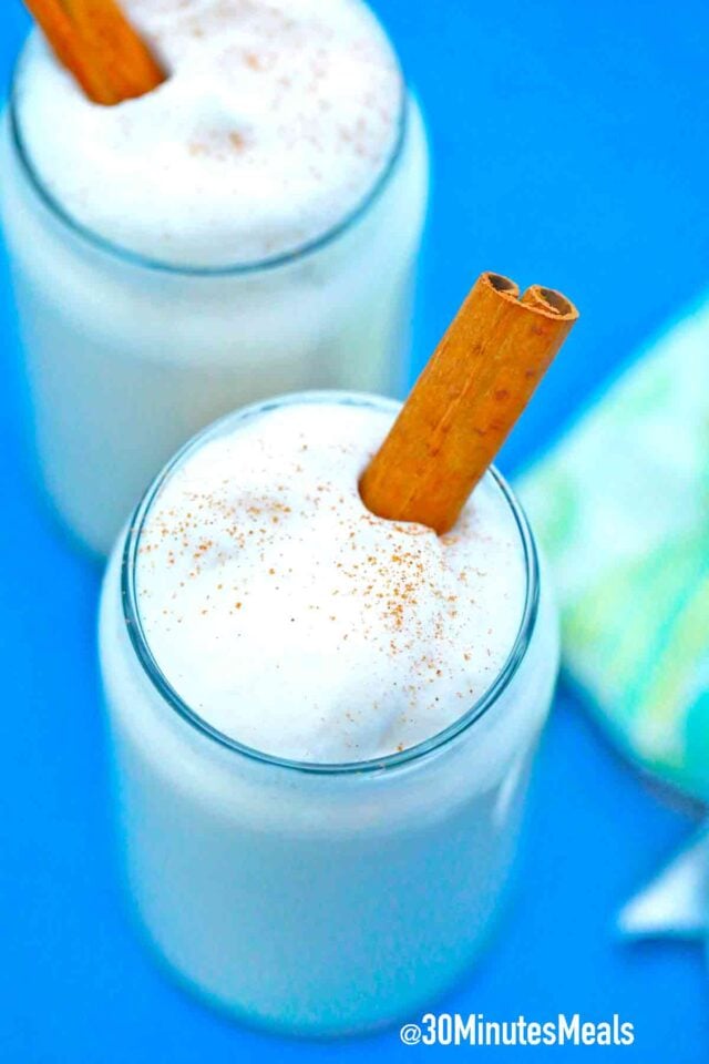 mexican horchata with a cinnamon stick