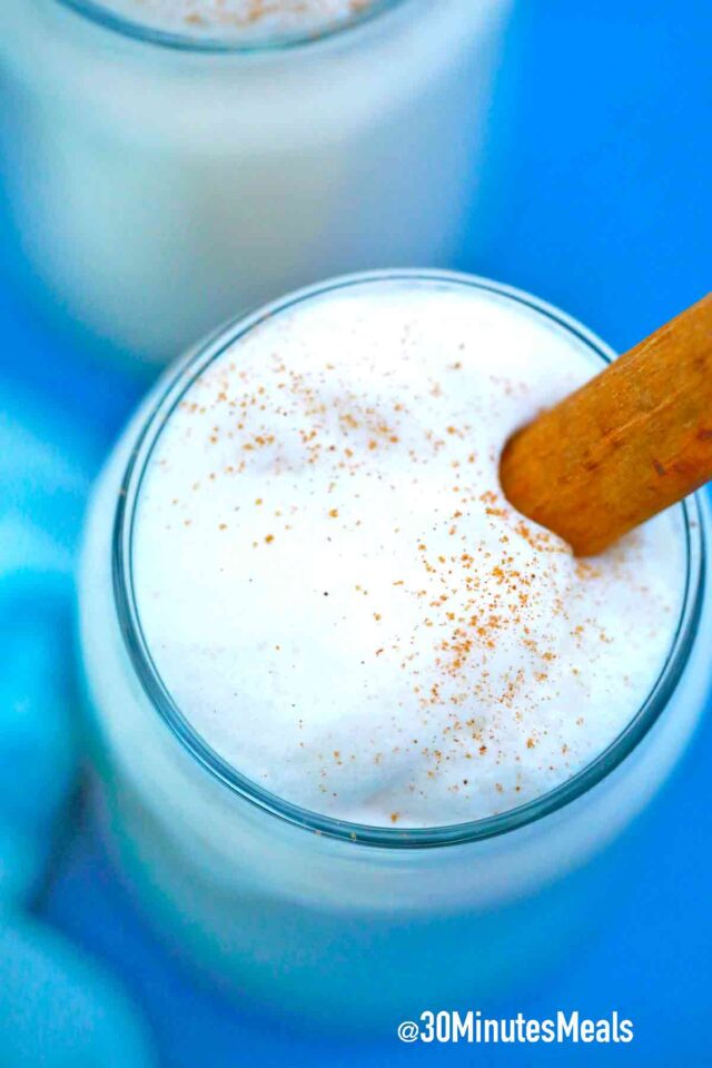 mexican horchata sprinkled with cinnamon
