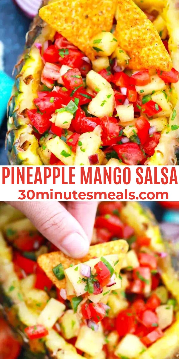 easy pineapple mango salsa pin