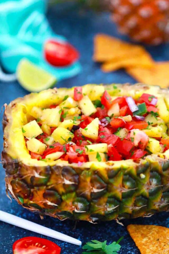 Pineapple Salsa in a fresh pineapplele