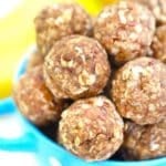 banana bread protein balls in a bowl