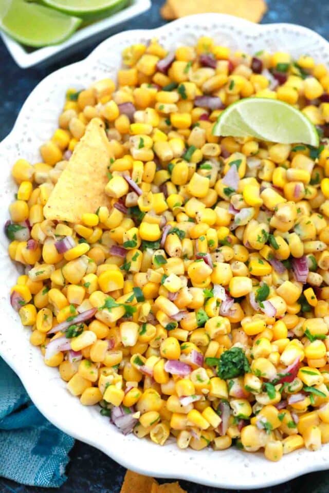 overhead shot of corn salsa