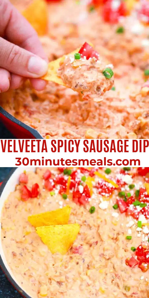 easy velveeta spicy sausage dip pin