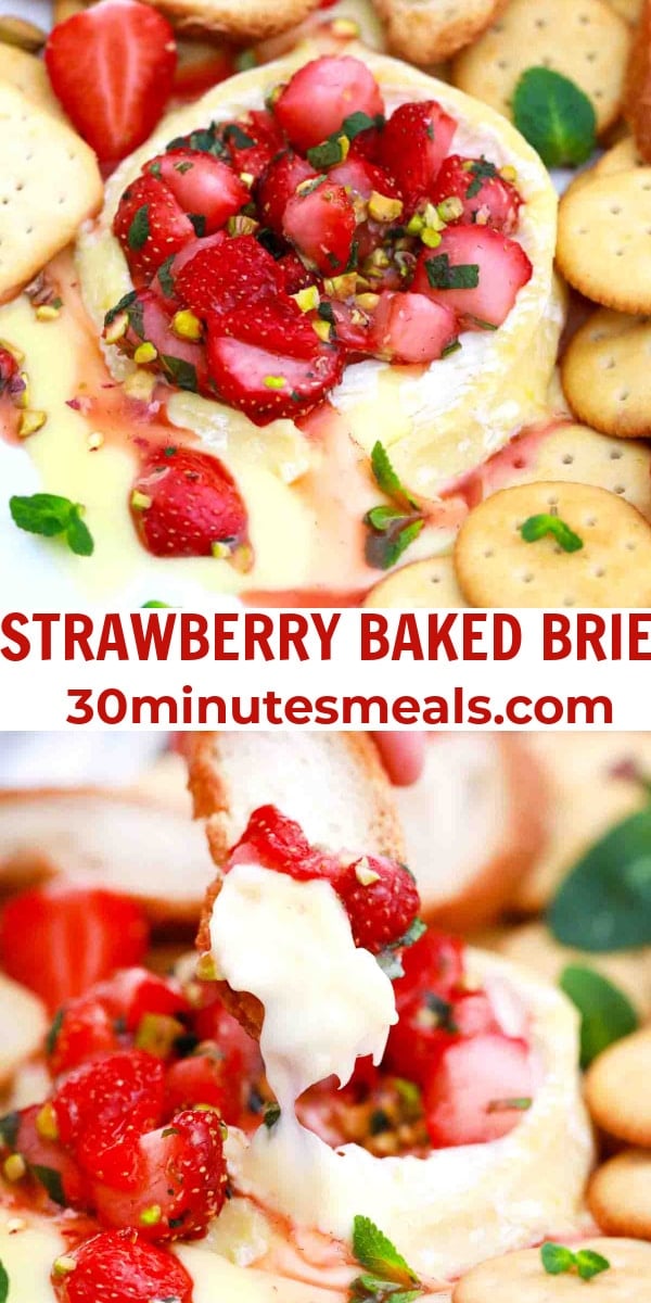 easy strawberry baked brie pin