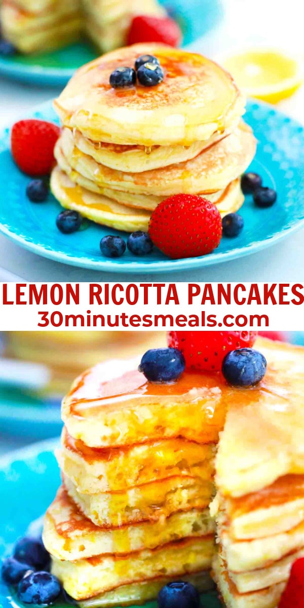 easy lemon ricotta pancakes pin