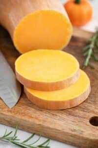 sliced into rounds raw butternut squash