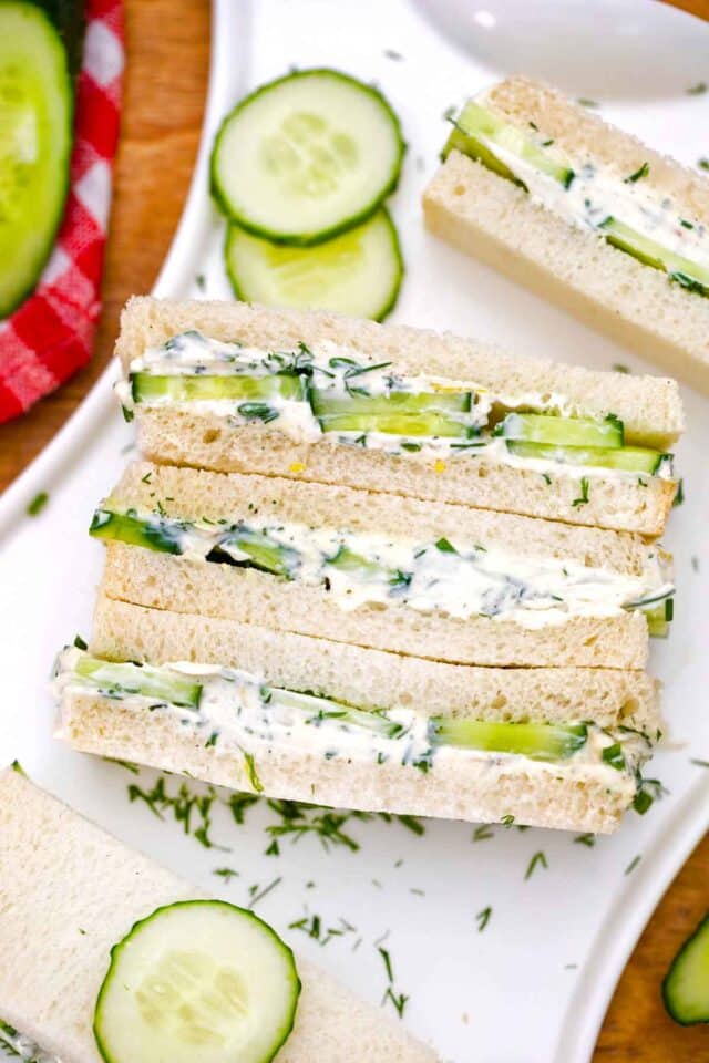 English tea cucumber sandwiches on a plate