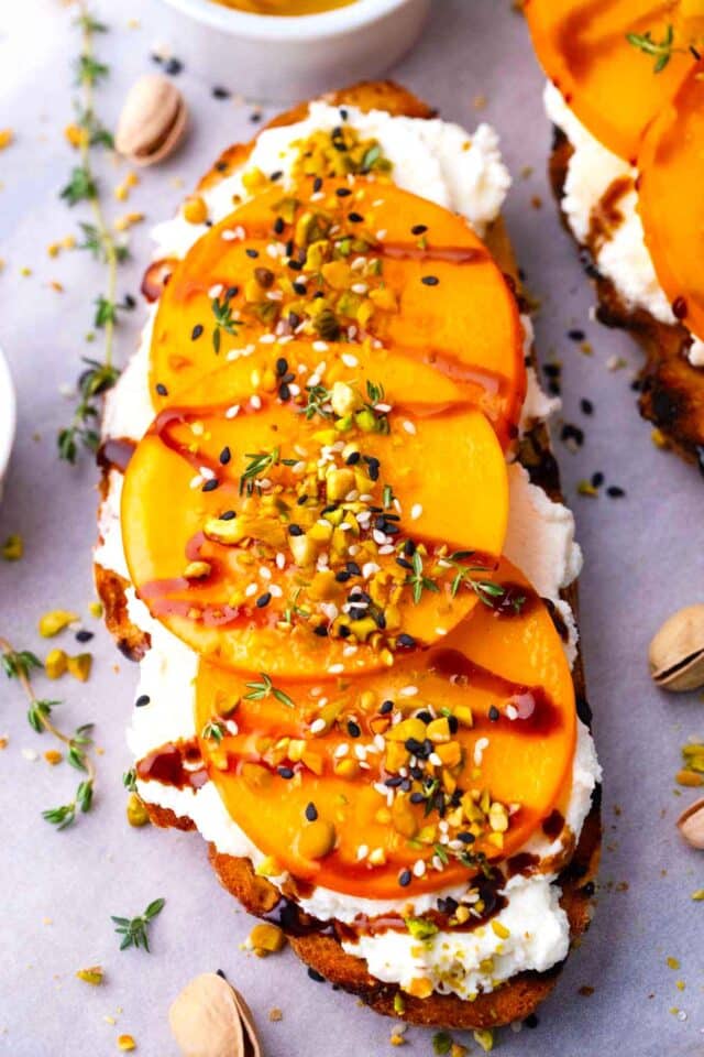 easy persimmon toast with fresh fruit