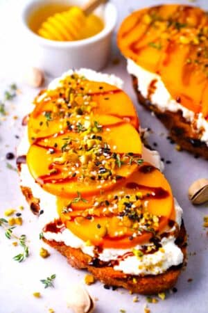 persimmon toast with ricotta and honey